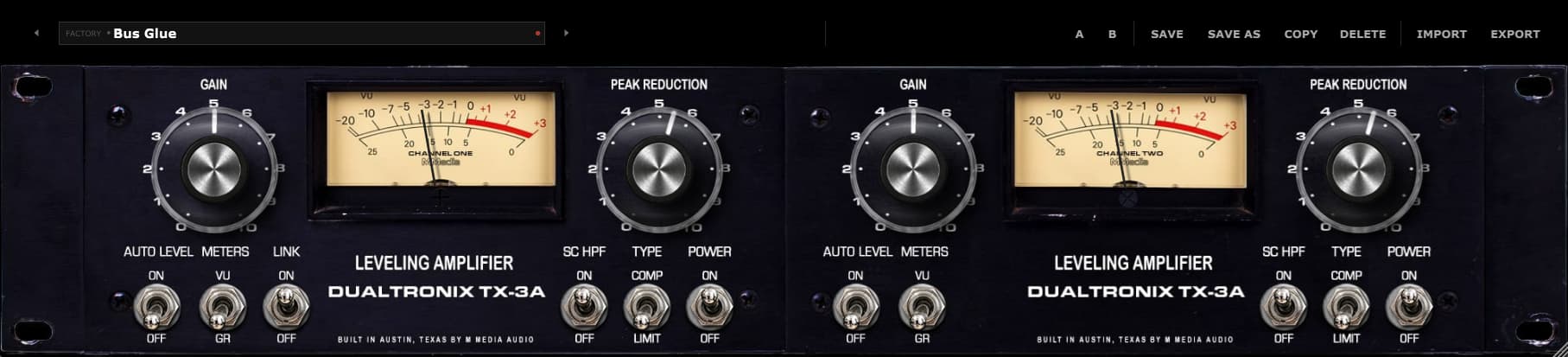 Dualtronix audio plugin interface