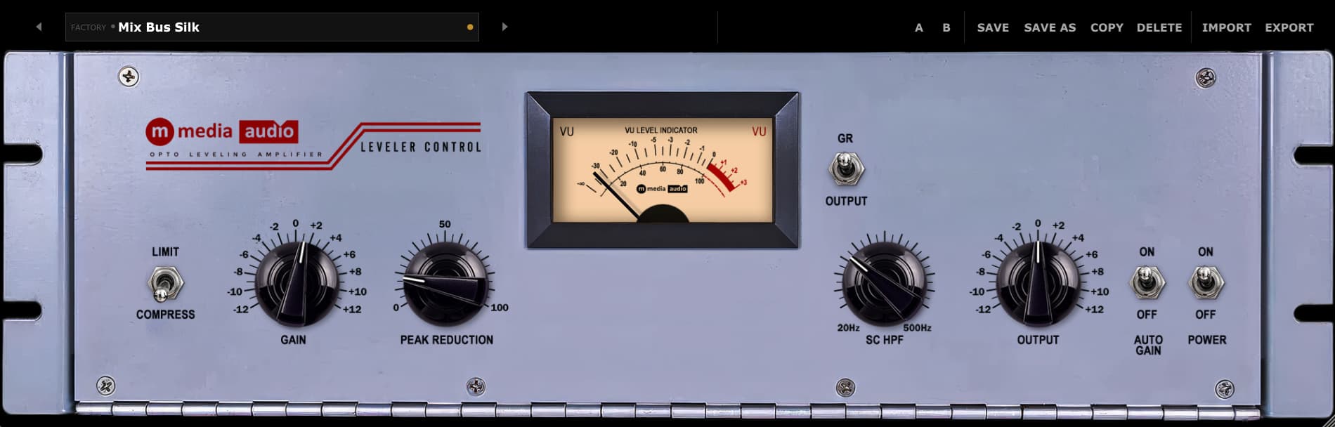 Leveler Control audio plugin interface